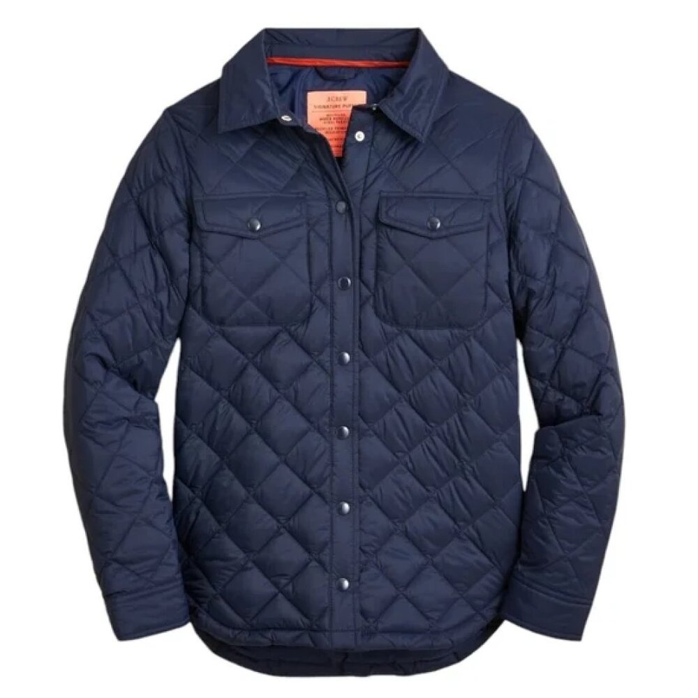 J. Crew Quilted puffer shirt-jacket with PrimaLoft - Navy Size XS
